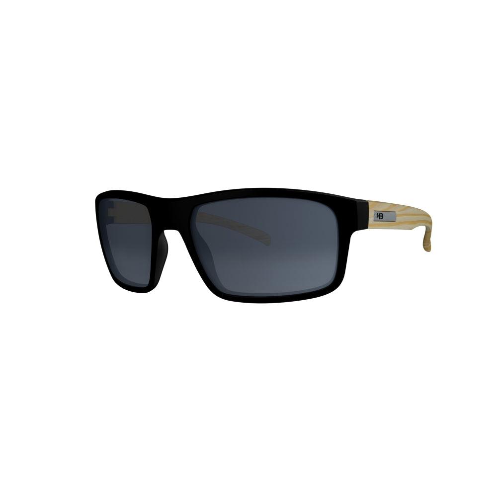 Óculos de Sol HB Overkill Retangular Matte Black/Wood Polarized Gray - Solar - TAM 56 mm - Loja HB