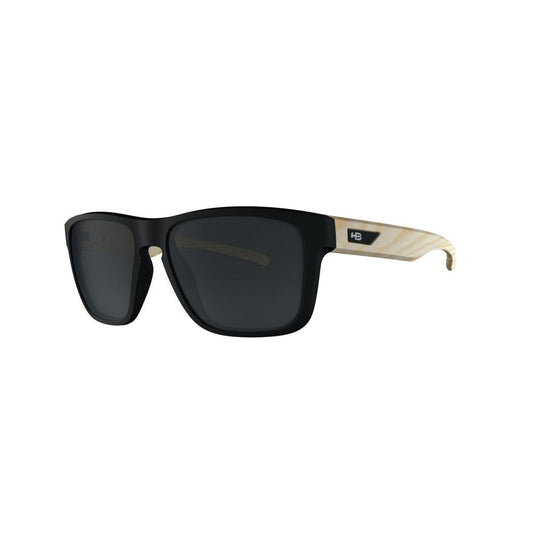 Óculos de Sol HB H-Bomb Retangular Matte Black/Wood Polarized Gray - Solar - TAM 52 mm - Loja HB