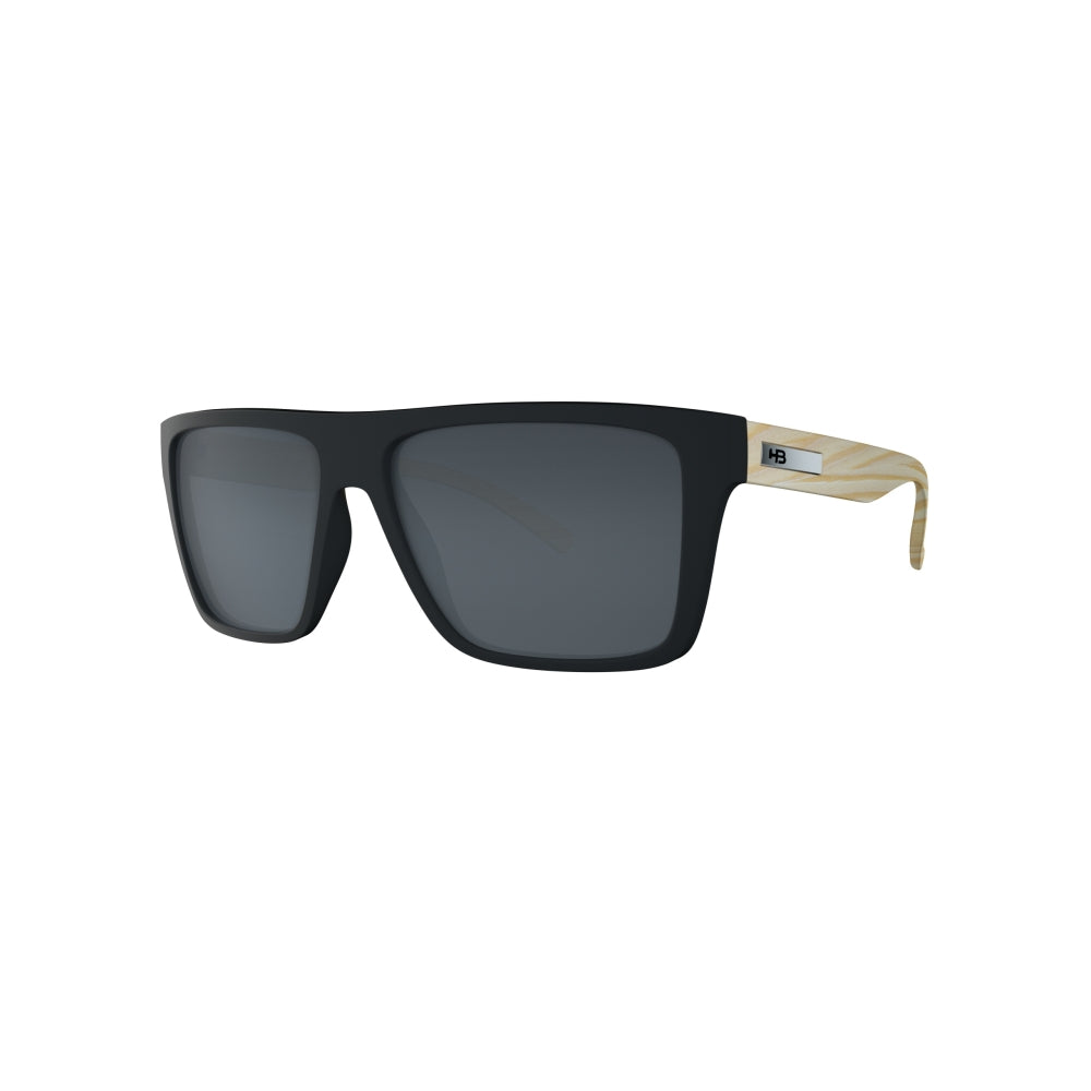 HB Floyd Retangular Matte Black/Wood Polarized Gray - Solar - TAM 57 mm