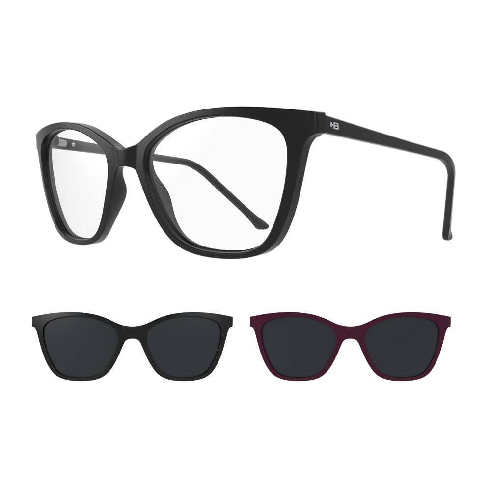 Óculos de Grau HB Switch 0385 Gloss Black Havanna/Black Pass/ Polarized Gray - Lente 5,3 cm - Loja HB