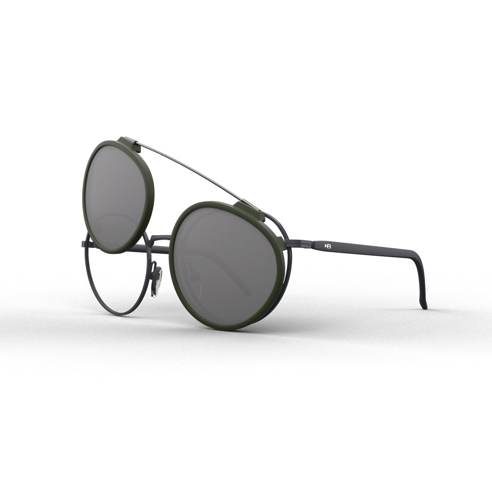 Óculos de Grau HB Switch 0420 Clip On Matte Graphite/ Matte Solid Green Polarized Gray - Lente 5,1 cm - Loja HB