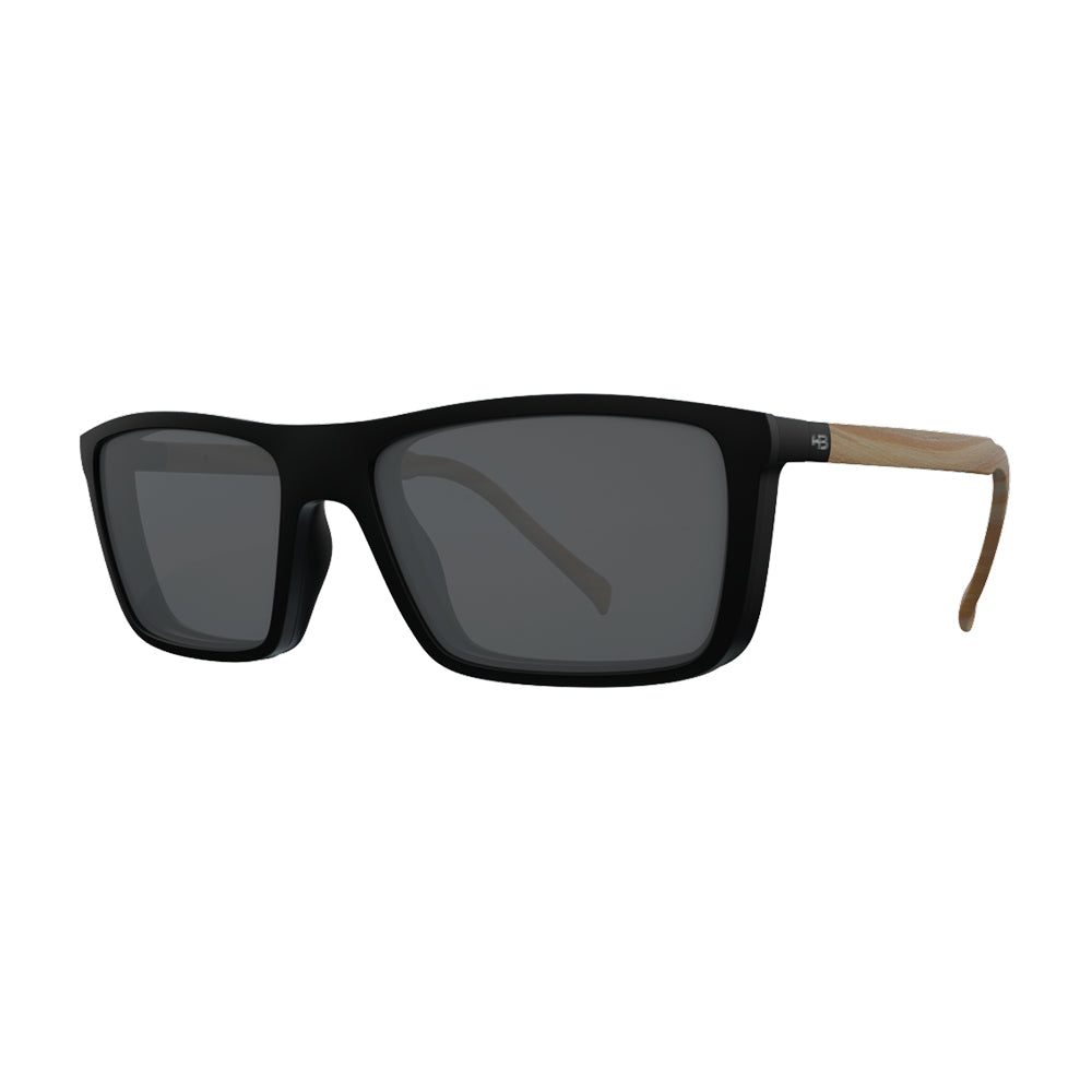 Óculos de Grau HB 0379 Switch Clip On Matte Black Wood/ Polarized Gray - Loja HB