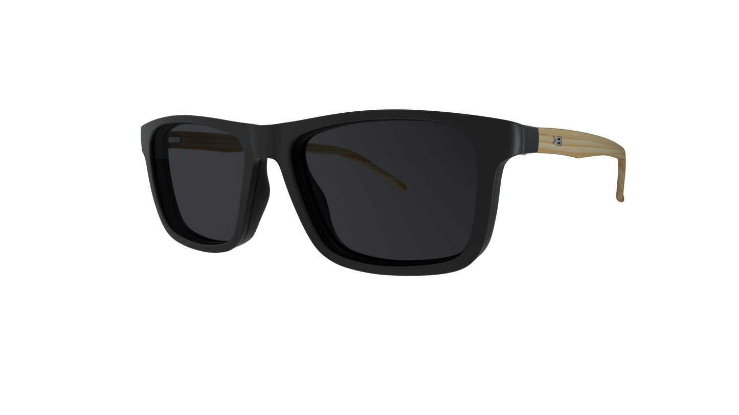 Óculos de Grau HB 0351 Switch Clip On Matte Black Wood/ Gray Polarized lente 5,2 - Loja HB