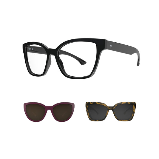 Armação HB 0403 2 SWITCH Clip On Gloss Black/ Q. Havanna/ G. Passionate/ Polarized Gray - Loja HB